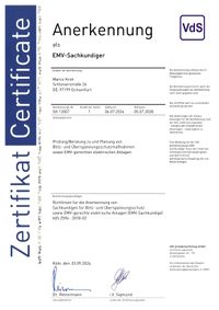 VdS Anerkennung EMV-Sachkundiger